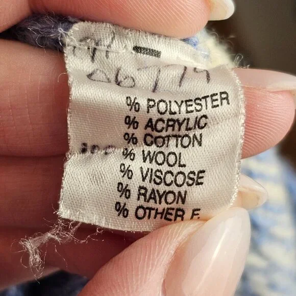 Vintage Light Blue and White Moose Holiday Sweater Sz L - Picture 7 of 8